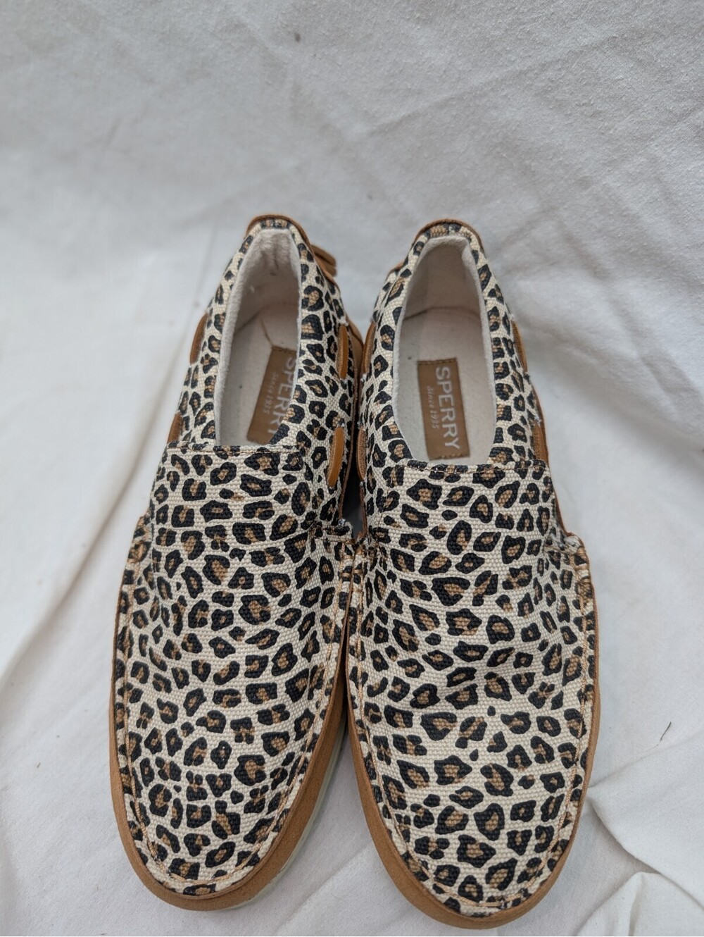 Sperry Moc Sider Slip-on Loafers, Leopard Cheetah Print Canvas Shoes, SZ 6M - Picture 2 of 9
